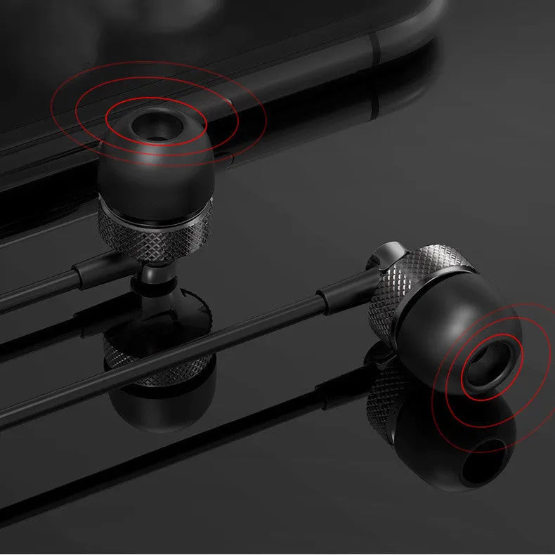 Copper metal in-ear headphones with wheat coloured cable in black colour option