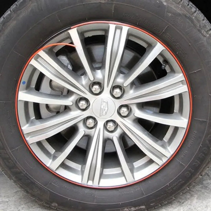 PVC car wheel hub decorative strip protective ring in black fitted on a car rim