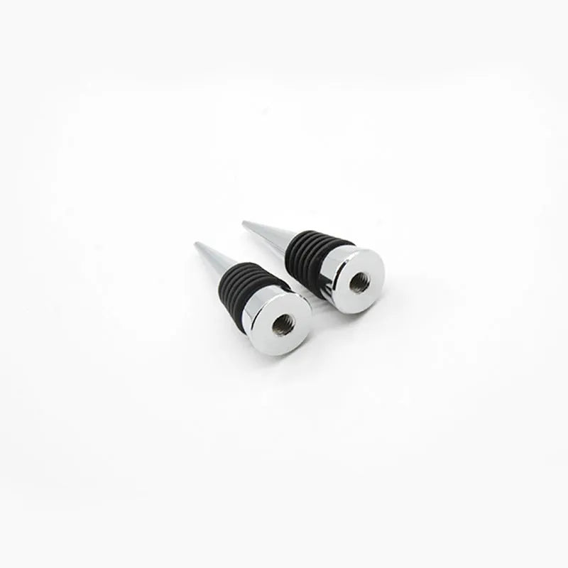 Silver zinc alloy wine bottle stopper with silicone base for M8 and M10 thread sizes