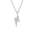 S925 Sterling Silver moissanite necklace with lightning pendant and cross chain on white background