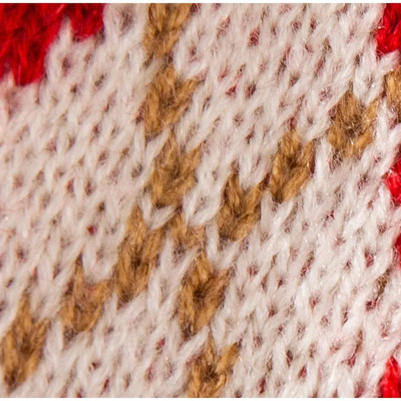 Red and white argyle knitted dog sweater with cherry embroidery for small dogs and cats
