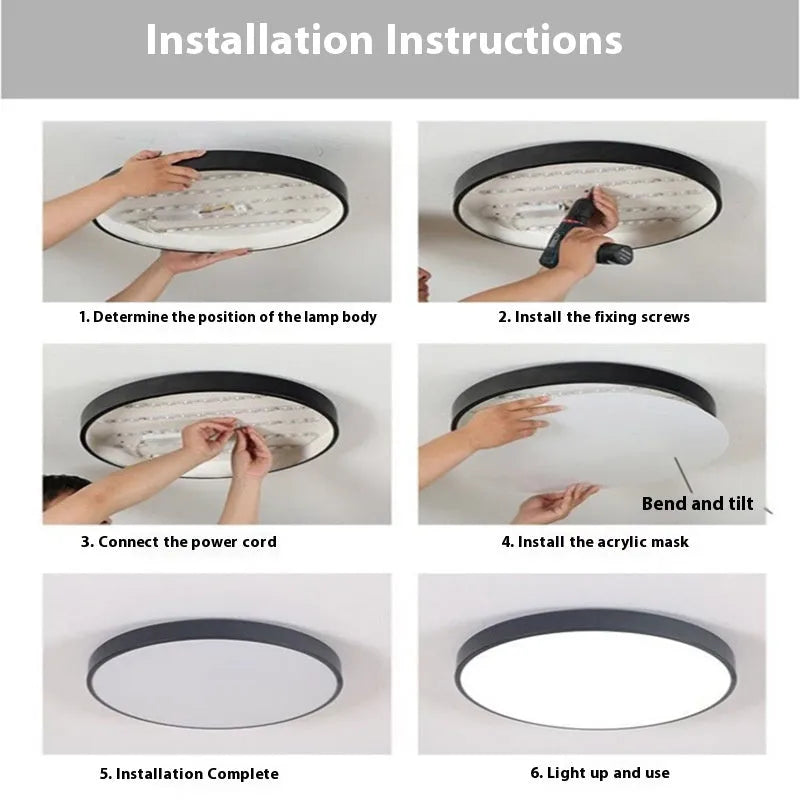 Round engineering ceiling LED lamp in white with electrodeless dimming for bedroom living room