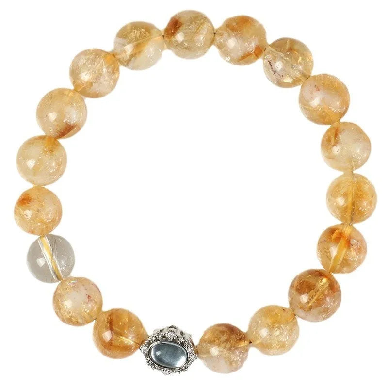 Geometric crystal citrine bracelet with 10mm size and grinding treatment in unisex style.
