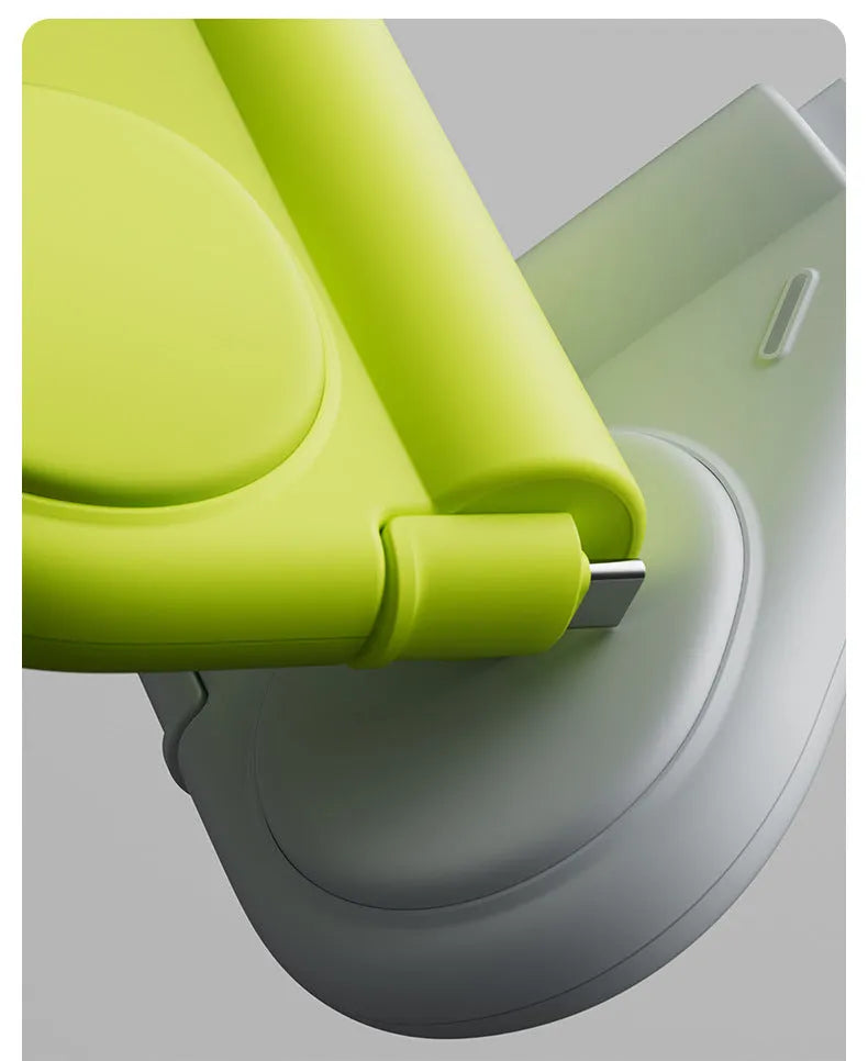 Green power bank with flexible wire and Type-C interface showing 5000 MA capacity