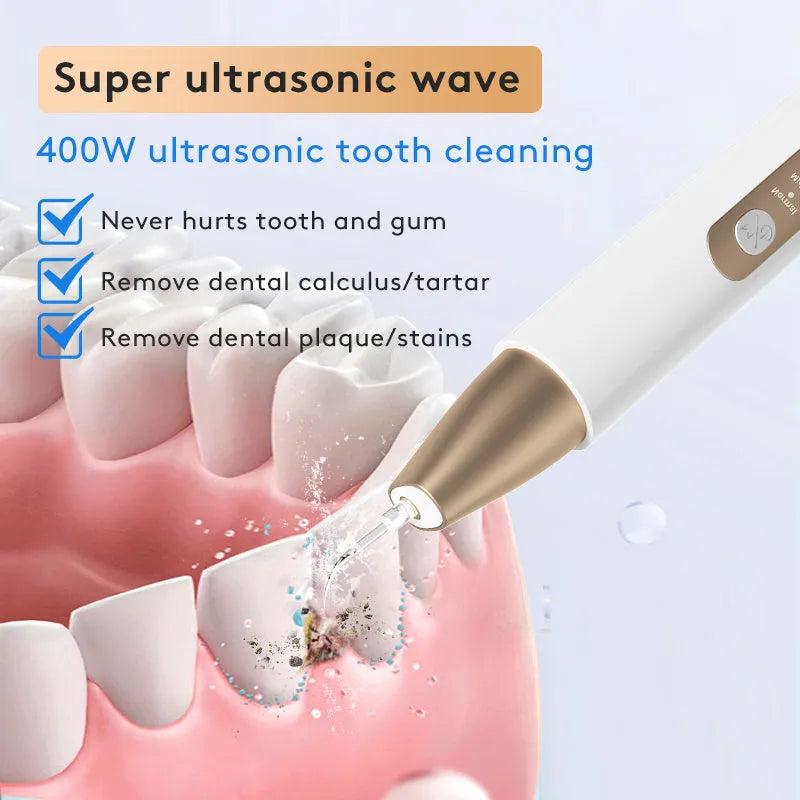 Gold ultrasonic tooth cleaner and tartar remover device for oral care
