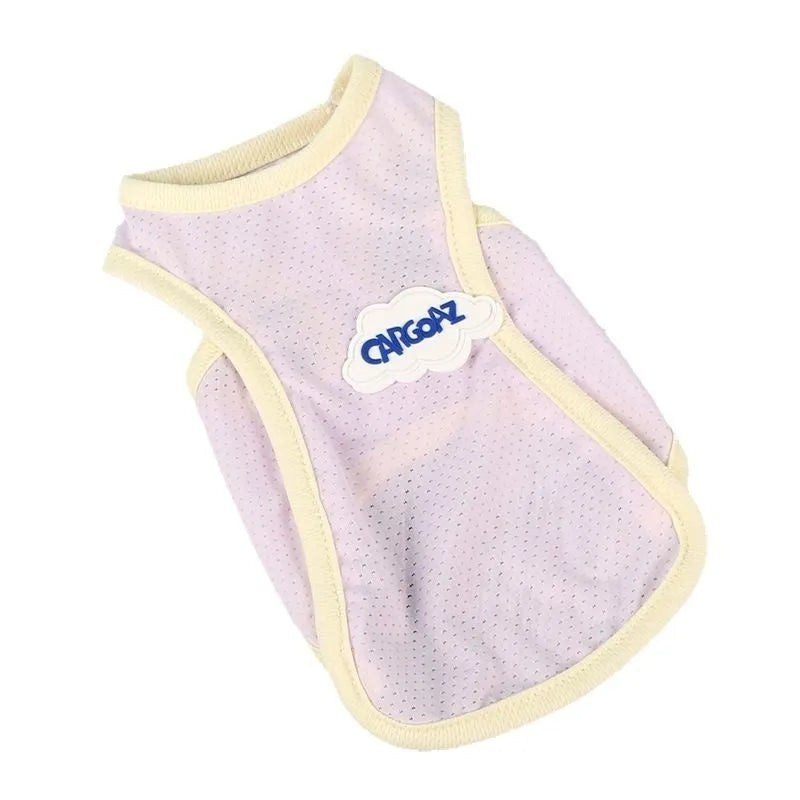 Grass green lightweight polyester vest for cats on a grey background, showing front hook-and-loop closure.