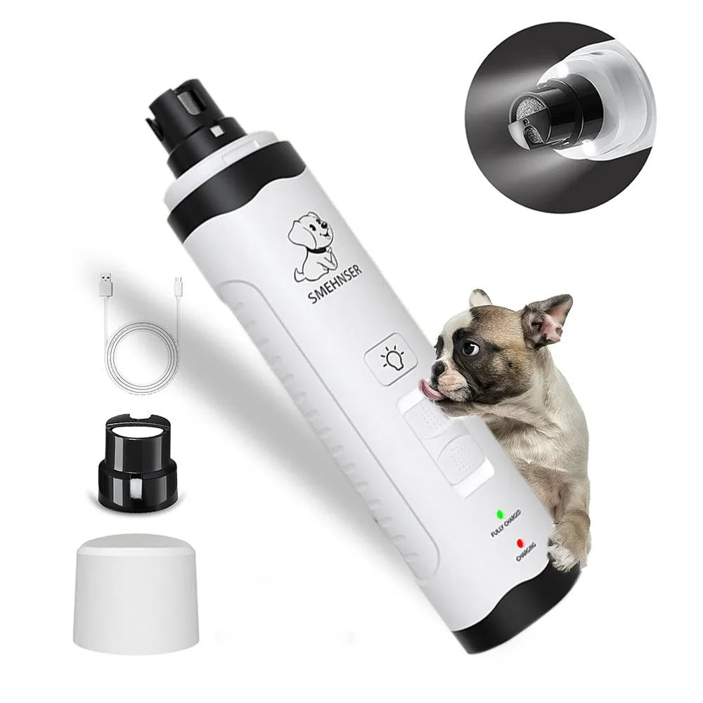 3-speed LED electric nail grinder for dogs with automatic piercing device and dust bag