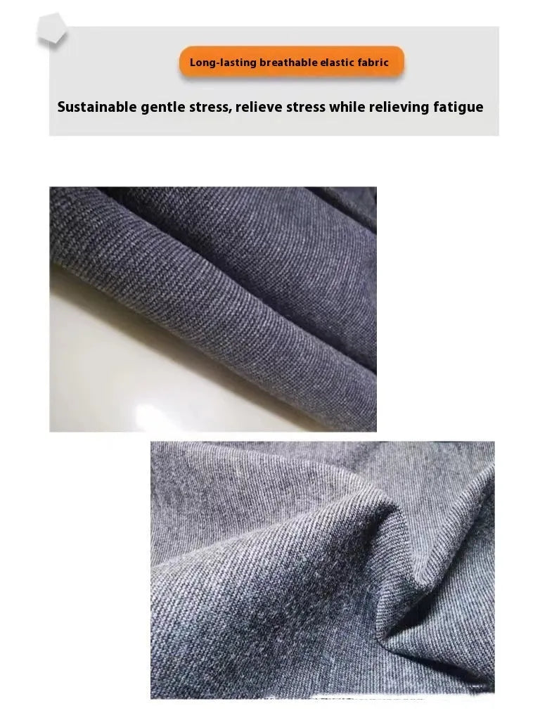 Heather Grey dog anxiety vest in brocade cotton ponte-de-roma fabric, shown on a model dog.
