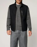 Men's fine autumn and winter blended thermal zipper vest in black, solid colour with zip front