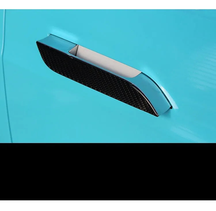 Tesla Model S carbon fibre door handle protection patches with adhesive backing