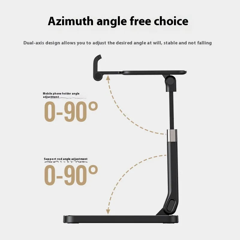 Black desktop foldable mobile phone bracket made of PC ABS material