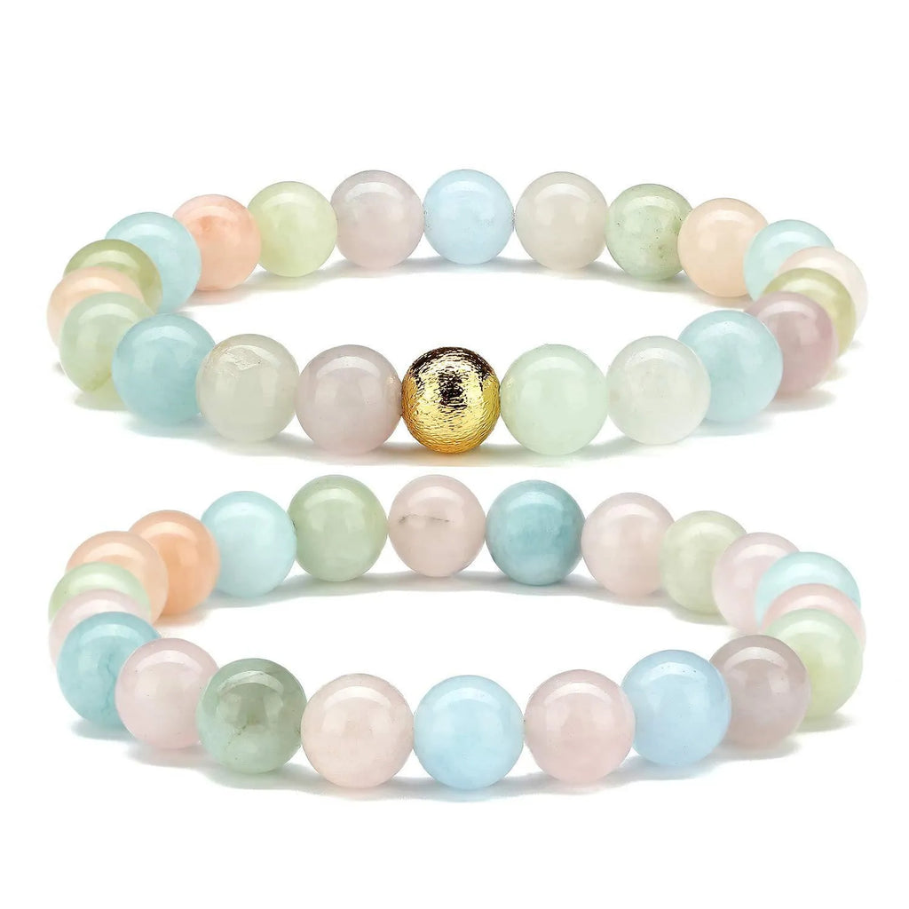 8mm natural stone bead bracelet with geometric shaped agate beads in multiple colour options