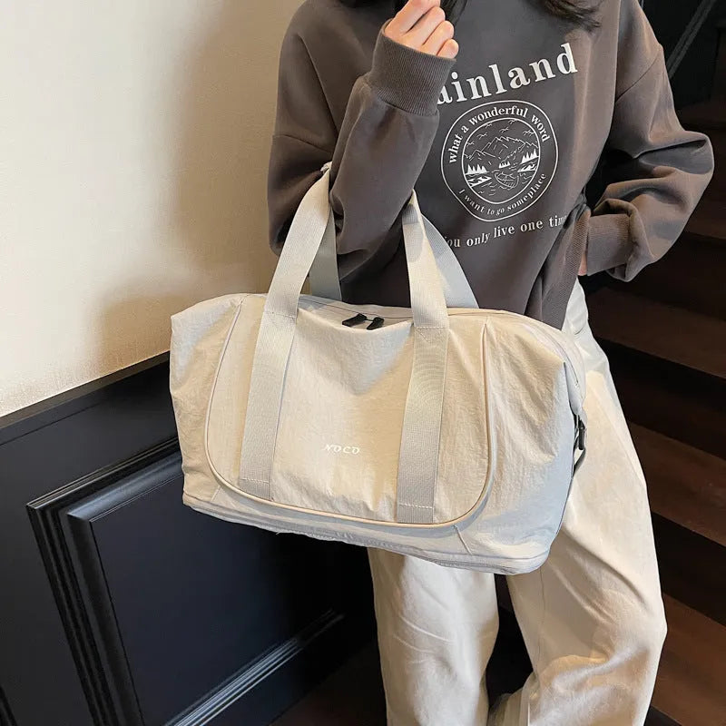 Oxford cloth crossbody bag in milky white colour for yoga and leisure travel