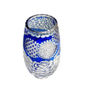 Blue cut crystal glass cup 80x190mm with Japanese-Jianghu style on a table