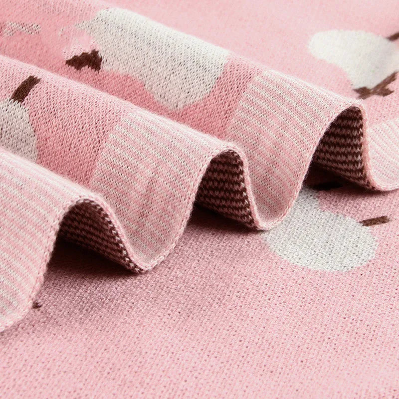 100x80cm baby sheepskin blanket in pink or grey made from 100% cotton fabric