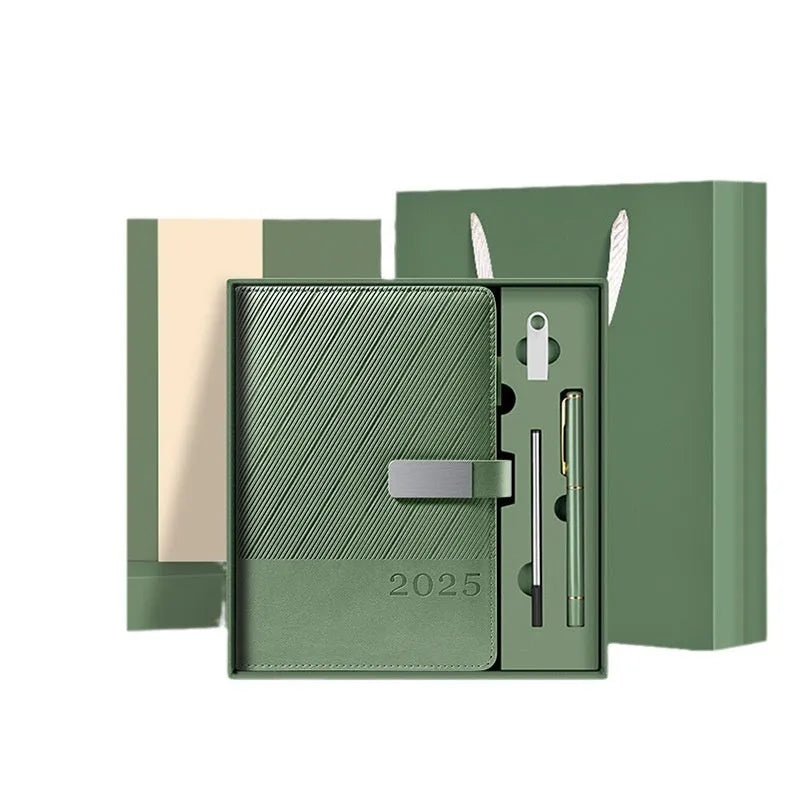 Executive hardback notepad with striped PU leather cover measuring 144x210mm