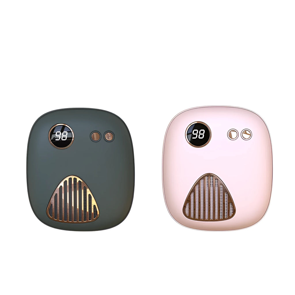 Mini hand warmer in green plastic with modern simple design for USB charging