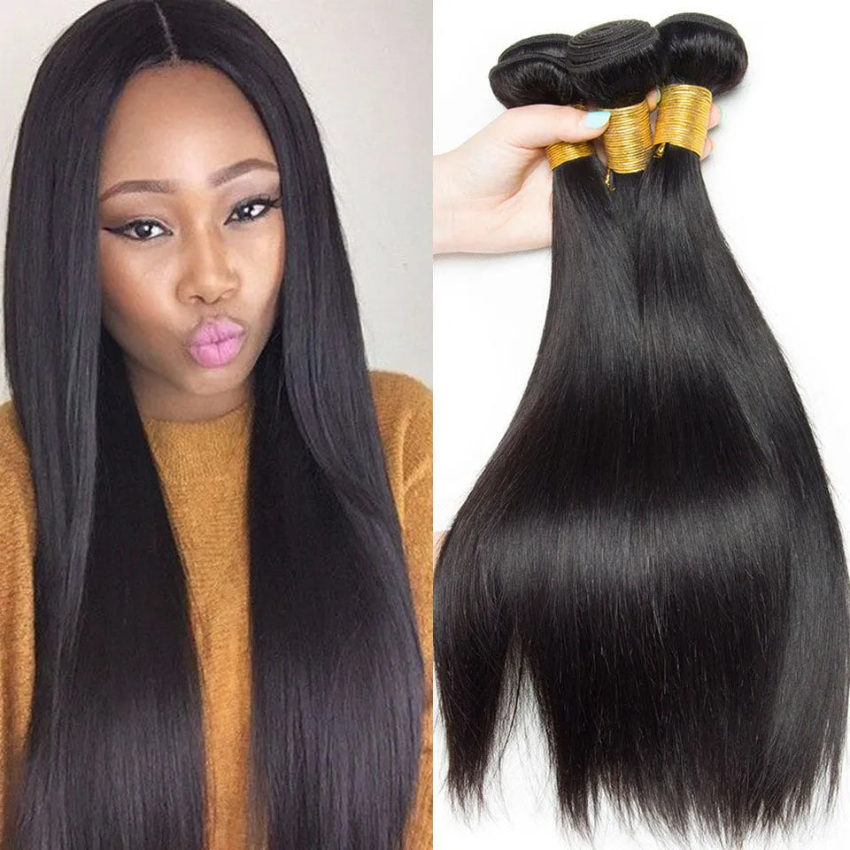 Straight real human hair extension wig natural style available in lengths 8 to 30 inches for ladies