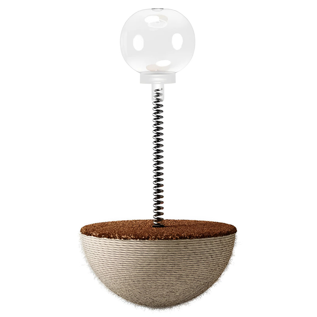 Interactive cat feeder toy with rope, PP plastic and metal components for slow feeding
