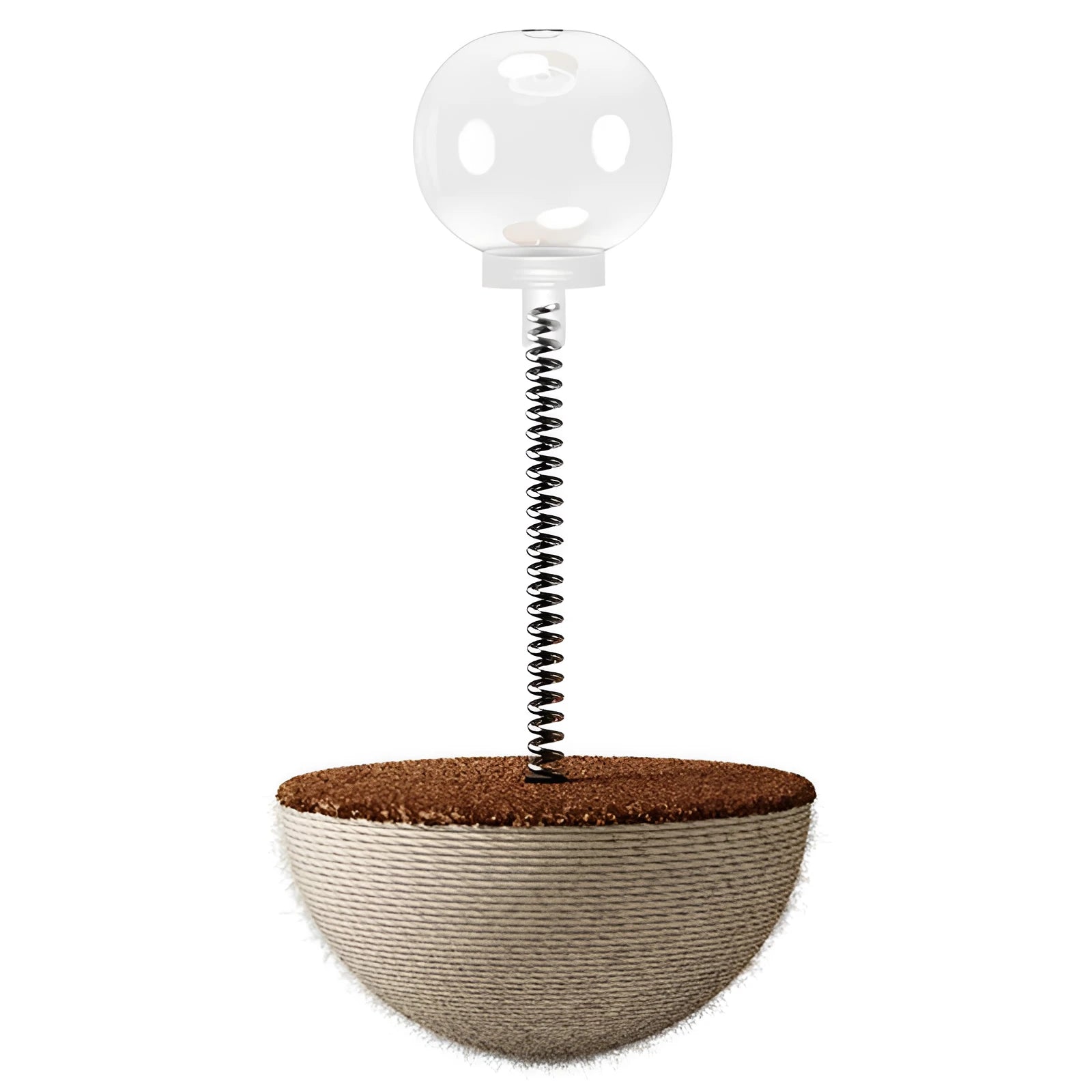 Interactive cat feeder toy with rope, PP plastic and metal components for slow feeding