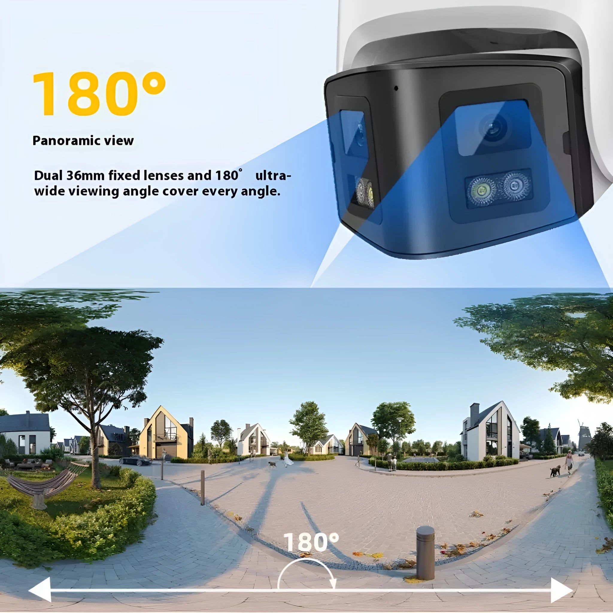4MP dual-lens POE IP66 waterproof security camera showing front view with two lenses and mounting bracket.