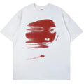White straight-cut cotton t-shirt with round neck and short sleeves on a hanger