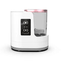 Automatic electric makeup brush cleaning device with drying chamber showing brushes in silicone cleaning bowl
