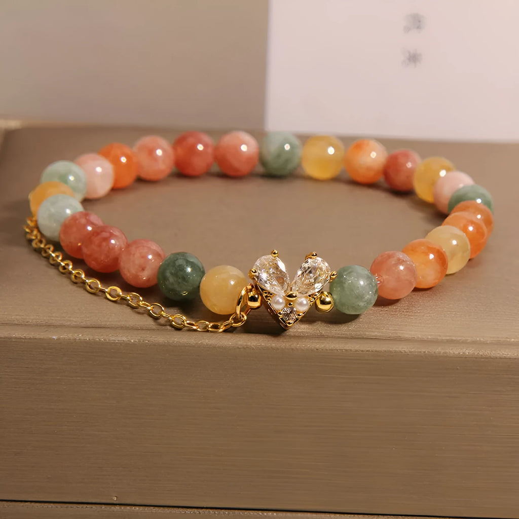 Fu Lu Shou crystal women's bracelet with V-shaped zircon charms in cartoon style
