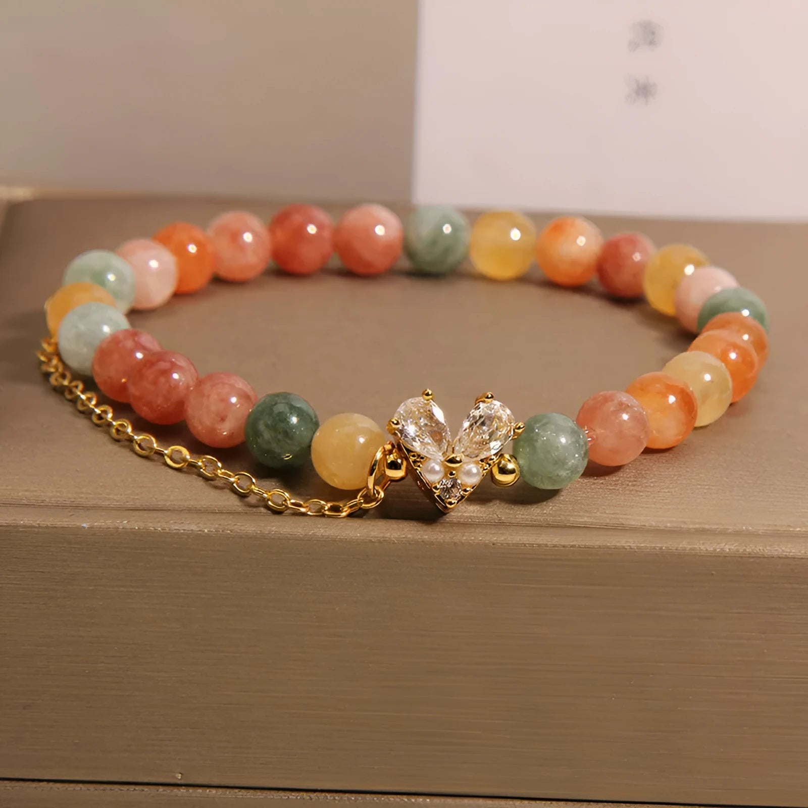 Fu Lu Shou crystal women's bracelet with V-shaped zircon charms in cartoon style