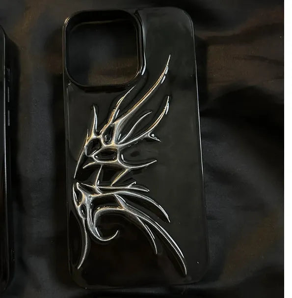 iPhone protective case with three-dimensional blooming wings design in blurred wings colour