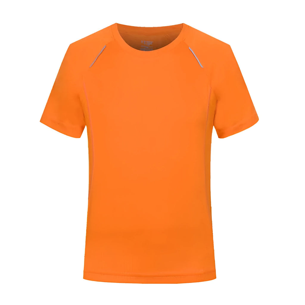 Men's slim fit quick-dry T-shirt in a solid colour, showing round neck and short sleeve design.