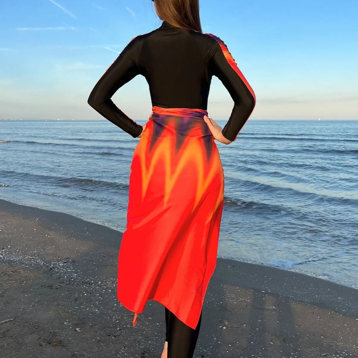 Women's conservative beach swimsuit three-piece set in colour 427