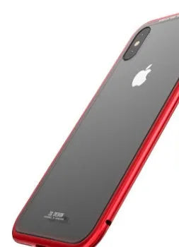 Suntaiho magnetic adsorption phone case with tempered glass back for iPhone
