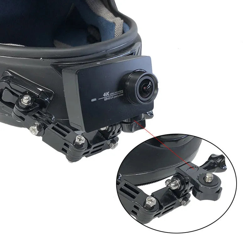 Black ABS stainless steel camera bracket for motorcycle helmet mobile phone holder