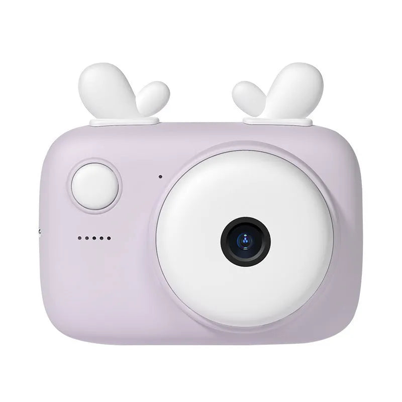 A2 Kids Macaron Mini SLR digital camera in pink, showing front and rear lenses and 2.4-inch screen.