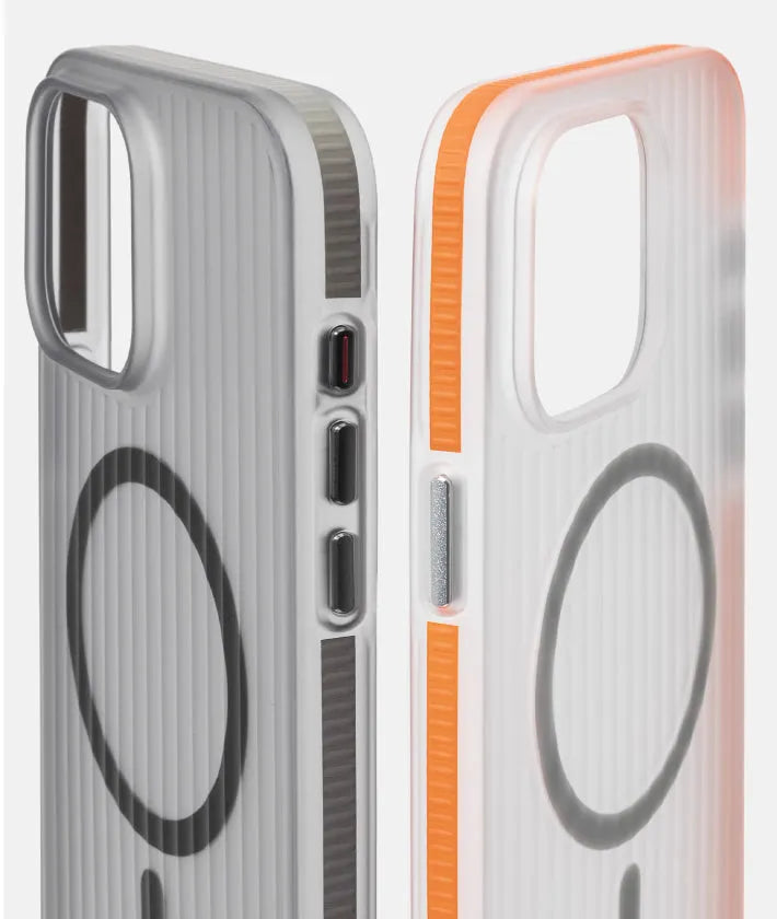 Transparent black magnetic phone case with black anti-slip bars for iPhone 14 Pro