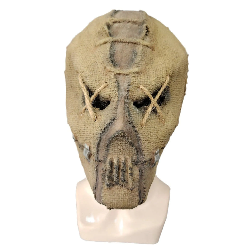 Latex Halloween horror mask showing detailed scar skull design as a full head cover.
