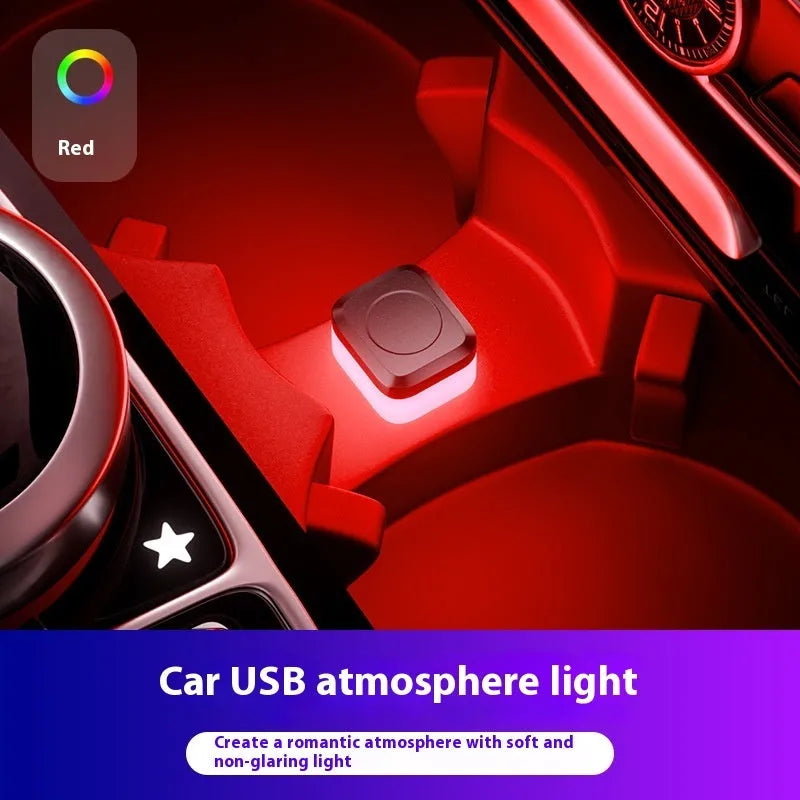 Car interior LED atmosphere light strip in blue colour showing USB cable and flexible PVC construction