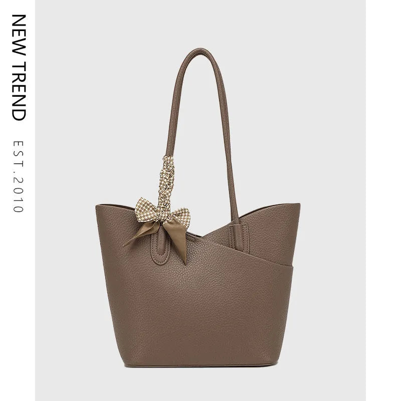PU leather vertical square shoulder handbag 33x11x25cm in biscuit colour with sewing line detail and single strap