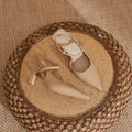 Solid colour women's pointed stiletto heel pumps with imitation sheepskin lining available in apricot brown and black