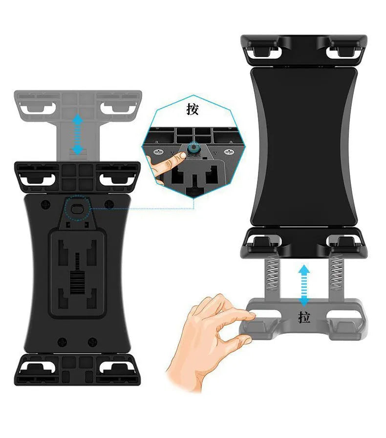 Black ABS plastic bicycle handlebar mount for a mobile phone or tablet.