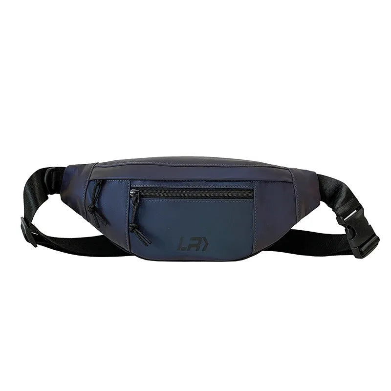 Blue reflective crossbody cycling shoulder bag with open pocket and soft handle