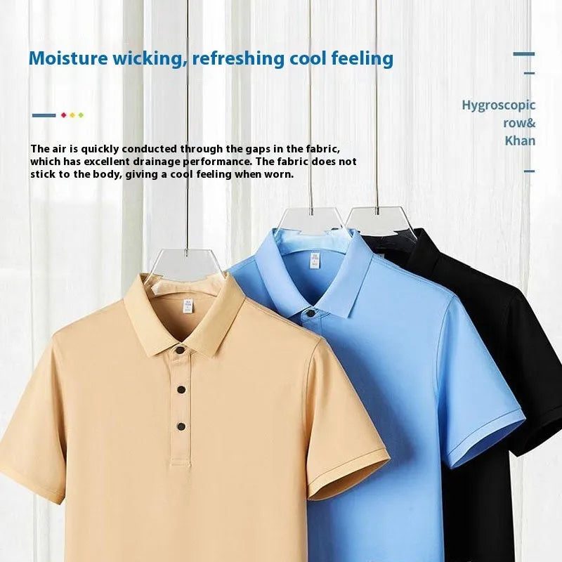 Thin pearl cotton polo shirt overalls with short sleeves in straight cut, shown in medium blue colour.