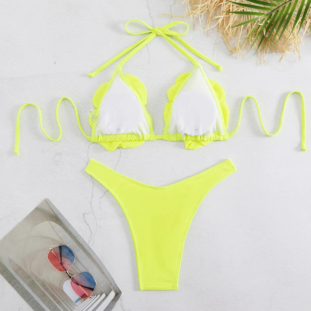 Women's fashion 3D bikini set in BA24448G1 colour with three-point style and polyester fibre lining
