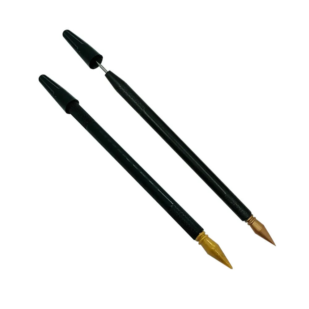 A white PS plastic scratch art pen for children's drawing and colouring on scratch paper.