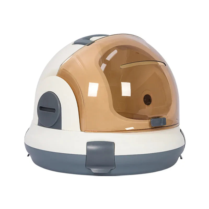 Hard PP portable cat carrier with urine separator in beige colour for travel