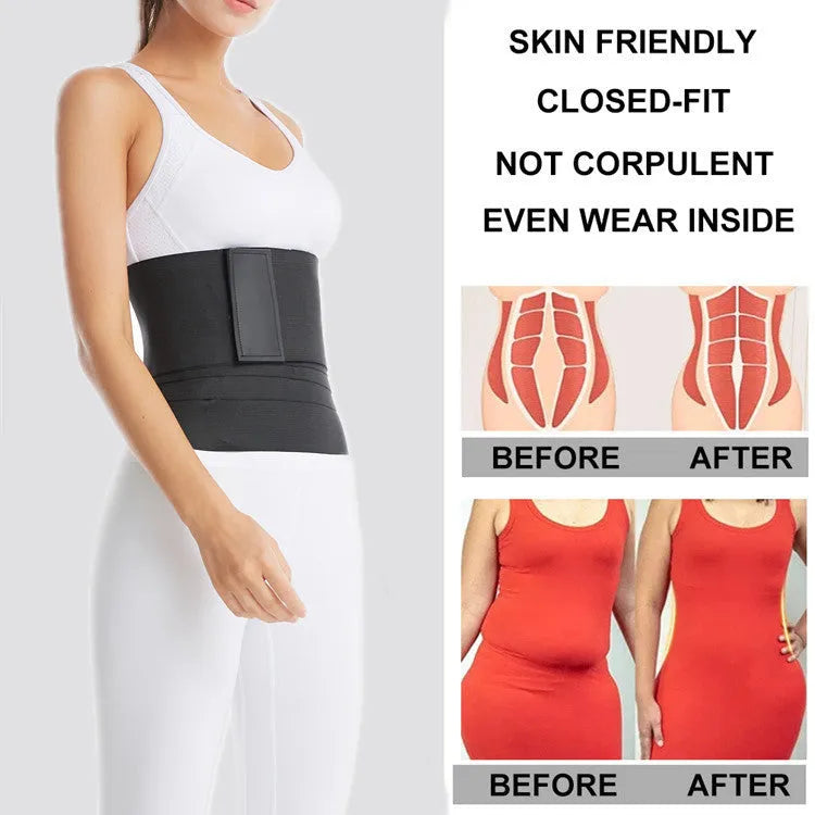 Waist training device yoga body sculpting restraint belt in black polyester