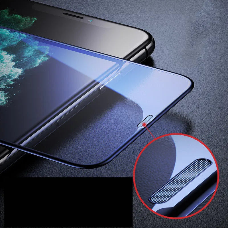 Anti-peep tempered glass screen protector for iPhone with dust-proof mesh and scratch-resistant surface