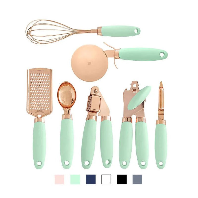 Stainless steel kitchen gadgets 7 piece set in modern minimalist box