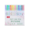 Set of highlighter pens with 1-2mm tips and water-based ink in various colours for student and office use.